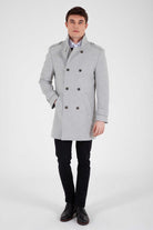 Slim Fit Notch Lapel HARRY Prag Wool Blend Gray Overcoat