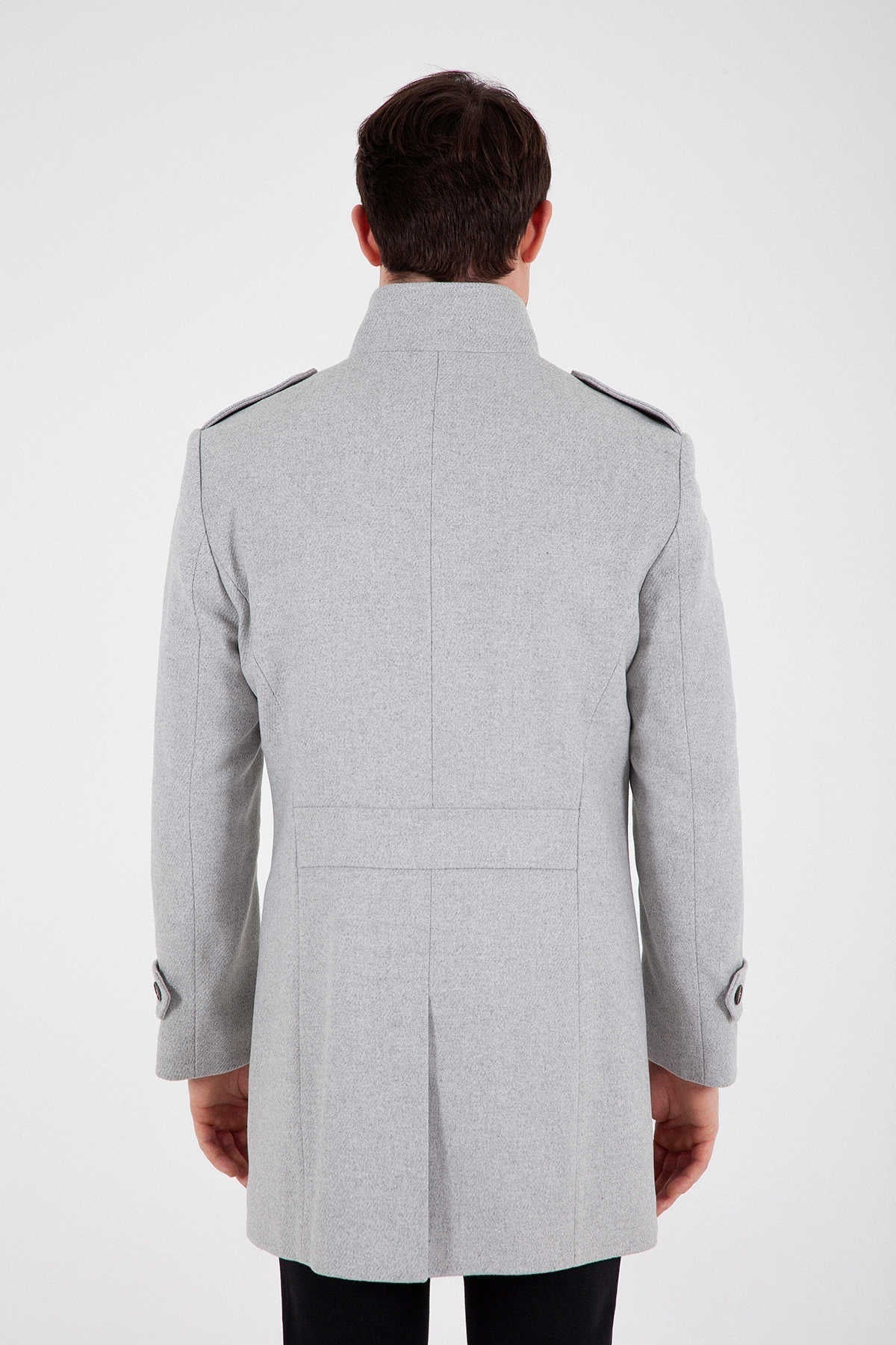 Slim Fit Notch Lapel HARRY Prag Wool Blend Gray Overcoat