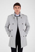 Slim Fit Notch Lapel HARRY Prag Wool Blend Gray Overcoat