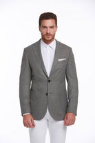 Slim Fit Notch Lapel Khaki Casual Blazer - SAYKI