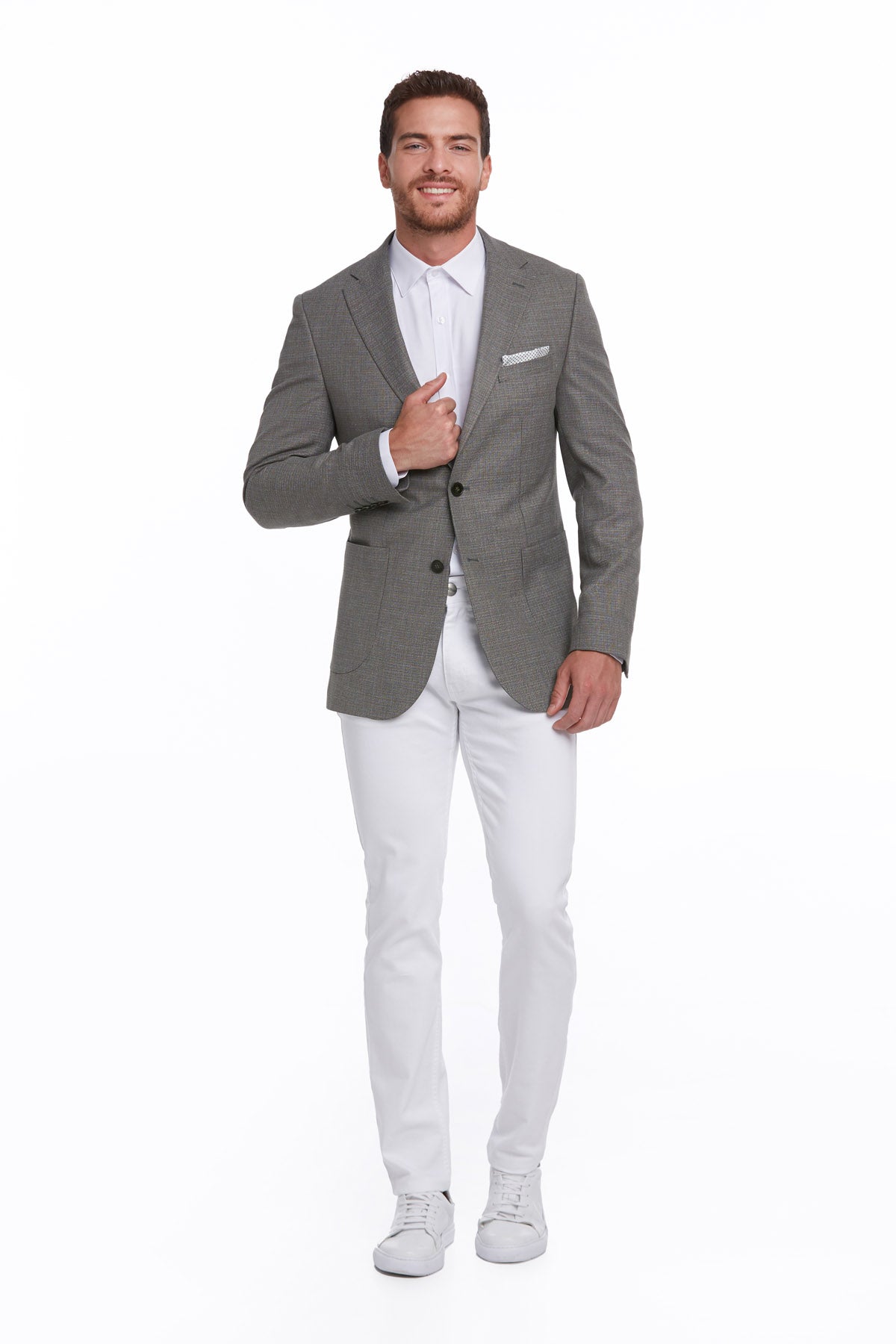 Slim Fit Notch Lapel Khaki Casual Blazer - SAYKI