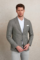 Slim Fit Notch Lapel Khaki Linen Casual Blazer - SAYKI