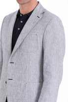 Slim Fit Notch Lapel Light Blue Linen Casual Blazer - SAYKI