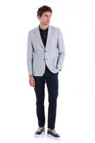 Slim Fit Notch Lapel Light Blue Linen Casual Blazer - SAYKI