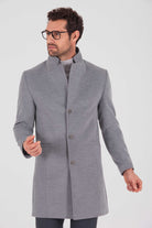 Slim Fit Notch Lapel Madrid Black Overcoat Gray - MIB