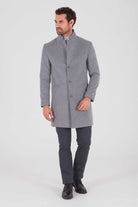 Slim Fit Notch Lapel Madrid Black Overcoat Gray - MIB