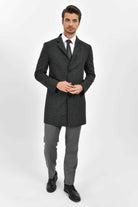 Slim Fit Notch Lapel Madrid Wool Light Gray Overcoat Gray