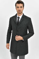 Slim Fit Notch Lapel Madrid Wool Light Gray Overcoat Gray