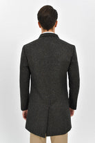 Slim Fit Notch Lapel Madrid Wool Light Gray Overcoat Gray