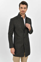 Slim Fit Notch Lapel Madrid Wool Light Gray Overcoat Gray