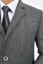 Slim Fit Notch Lapel Madrid Wool Light Gray Overcoat Light