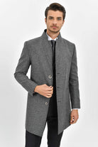 Slim Fit Notch Lapel Madrid Wool Light Gray Overcoat Light