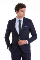 Slim Fit Notch Lapel Navy Classic Suit - MIB