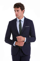 Slim Fit Notch Lapel Navy Classic Suit - MIB