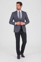 Slim Fit Notch Lapel Navy Classic Suit with Vest - MIB