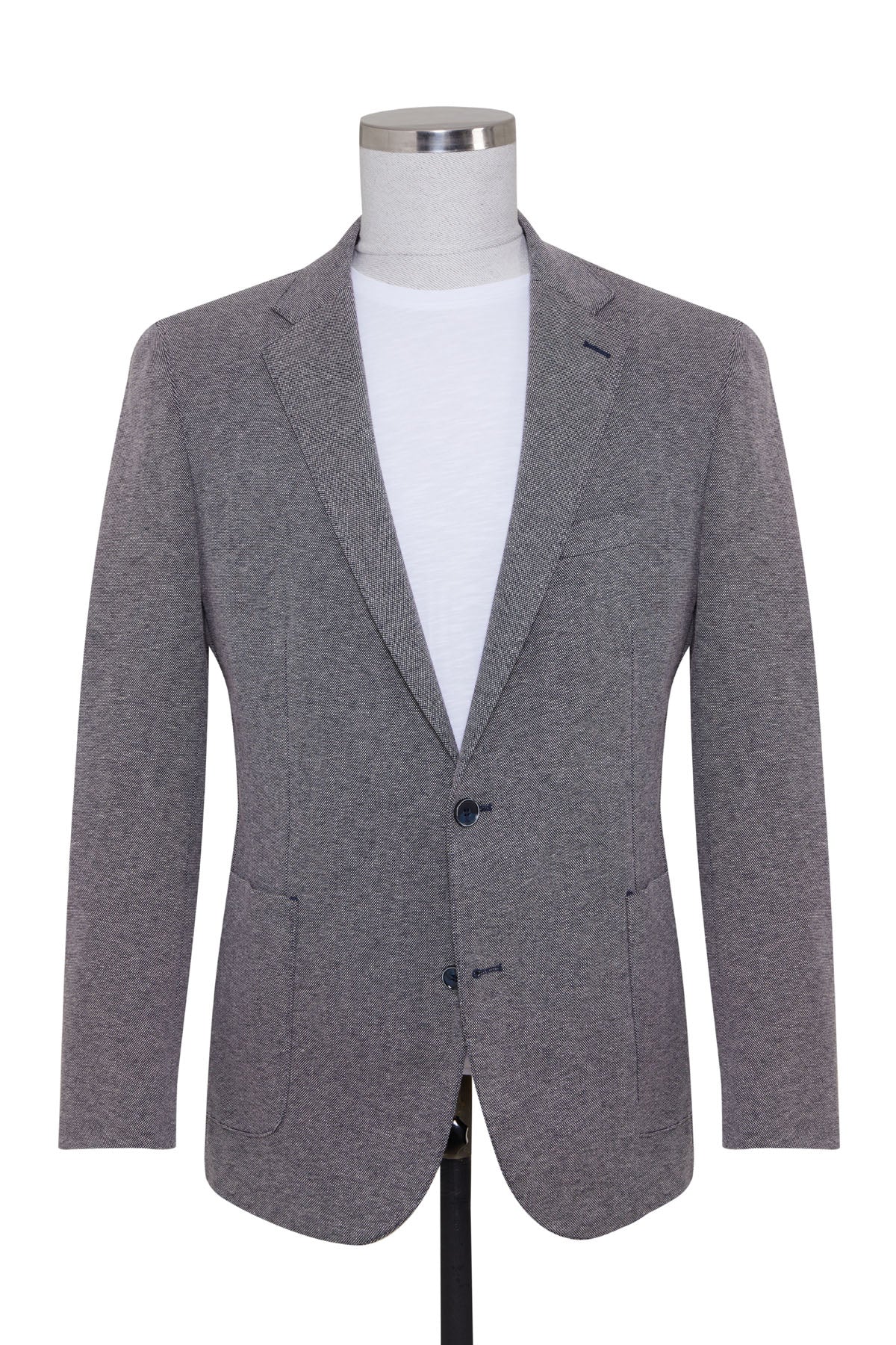 Slim Fit Notch Lapel Navy Cotton Blend Classic Blazer