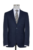 Slim Fit Notch Lapel Navy Linen Casual Blazer - SAYKI