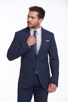 Slim Fit Notch Lapel Navy Striped Classic Suit - MIB