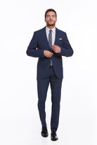 Slim Fit Notch Lapel Navy Striped Classic Suit - MIB