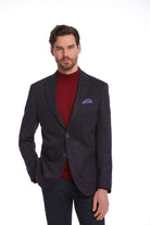 Slim Fit Notch Lapel Navy Wool Blend Casual Blazer - SAYKI