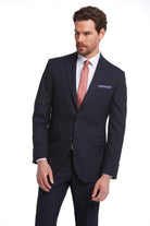 Slim Fit Notch Lapel Navy Wool Blend Classic Suit - MIB