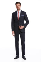 Slim Fit Notch Lapel Navy Wool Blend Classic Suit - MIB