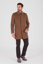 Slim Fit Notch Lapel Osaka Wool Camel Overcoat Camel - MIB