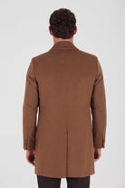 Slim Fit Notch Lapel Osaka Wool Camel Overcoat Camel - MIB