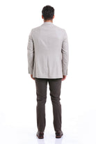 Slim Fit Notch Lapel Patterned Beige Casual Blazer - SAYKI