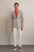 Slim Fit Notch Lapel Patterned Beige Casual Blazer Beige D.