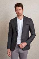 Slim Fit Notch Lapel Patterned Burgundy Casual Blazer