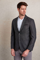 Slim Fit Notch Lapel Patterned Burgundy Casual Blazer