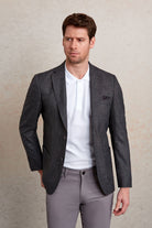 Slim Fit Notch Lapel Patterned Burgundy Casual Blazer