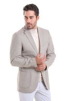 Slim Fit Notch Lapel Patterned Burgundy Casual Blazer Light