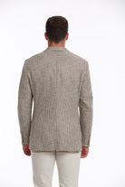 Slim Fit Notch Lapel Patterned Cotton Blend Khaki Classic