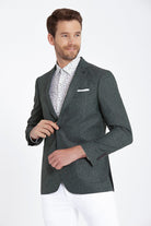 Slim Fit Notch Lapel Patterned Khaki Classic Blazer Khaki