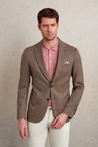 Slim Fit Notch Lapel Patterned Light Gray Casual Blazer