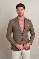 Slim Fit Notch Lapel Patterned Light Gray Casual Blazer