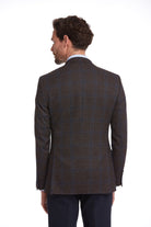 Slim Fit Notch Lapel Plaid Burgundy Casual Suit - MIB