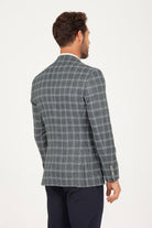 Slim Fit Notch Lapel Plaid Green Classic Blazer - SAYKI