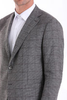 Slim Fit Notch Lapel Plaid Linen Burgundy Classic Blazer