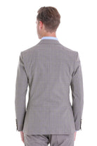 Slim Fit Notch Lapel Plaid Wool Blend Beige Casual Suit