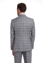 Slim Fit Notch Lapel Plaid Wool Blend Dark Gray Classic