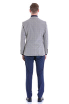 Slim Fit Notch Lapel Plaid Wool Blend Gray Casual Suit - MIB