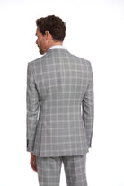 Slim Fit Notch Lapel Plaid Wool Blend Gray Classic Suit