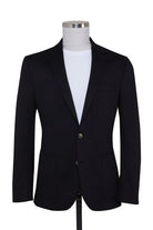 Slim Fit Notch Lapel Plain Black Casual Blazer Black - SAYKI