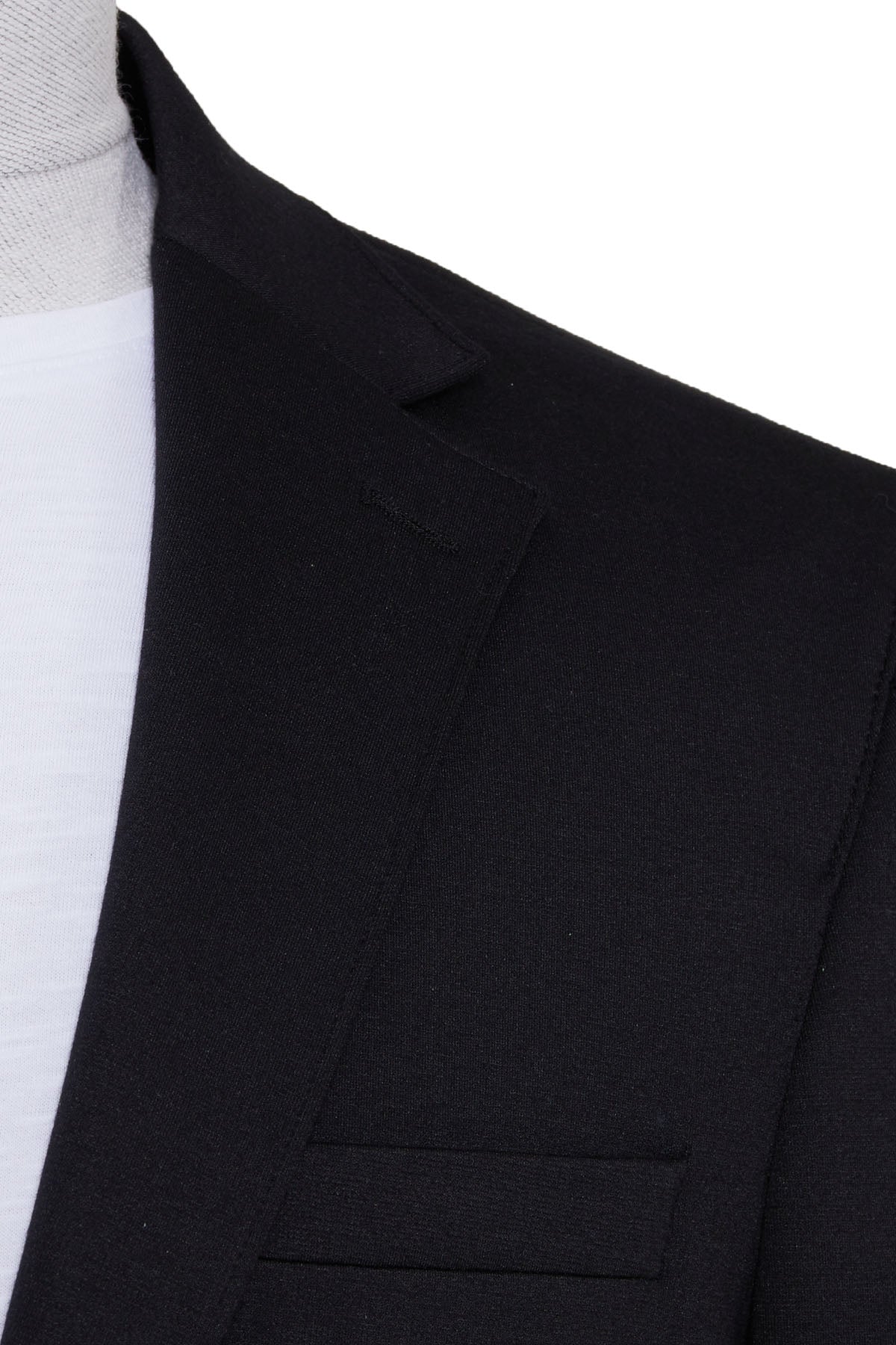 Slim Fit Notch Lapel Plain Black Casual Blazer Black - SAYKI