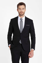 Slim Fit Notch Lapel Plain Classic Suit Black - MIB