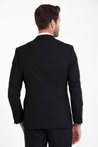 Slim Fit Notch Lapel Plain Classic Suit Black - MIB