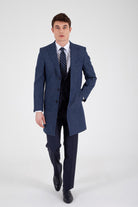 Slim Fit Notch Lapel Rotterdam Wool Navy Overcoat Navy D.